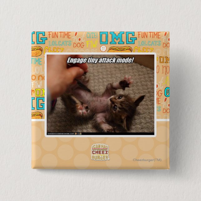 Engage tiny attack mode! 2 inch square button (Front)