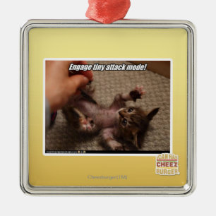 Engage tiny attack mode! metal ornament