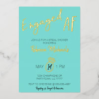 Engaged AF Gold Metallic & Blue Bridal Shower