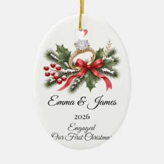 Engaged Christmas Ornament Ring Personalized