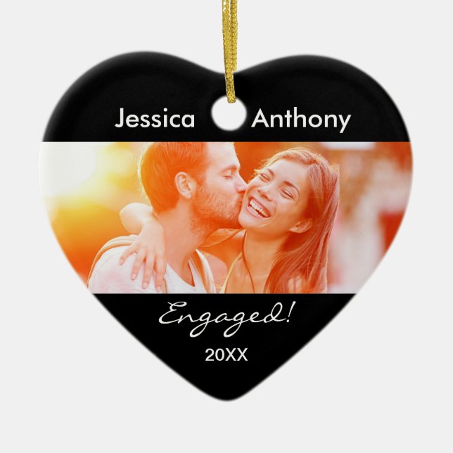 Engaged Christmas Photo Ornament (Front)