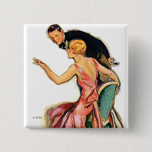 Engaged Couple 2 Inch Square Button