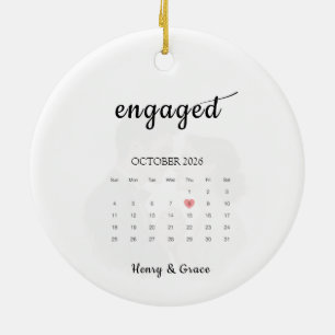 Engaged Couple Calendar Ceramic Ornament