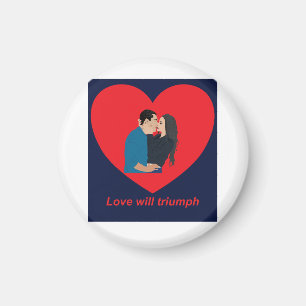 Engaged couple kissing and hugging magnet