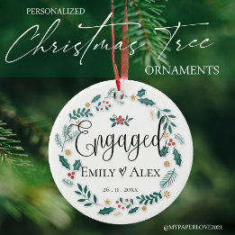 Engaged Couple | Our First Christmas   Ceramic Ornament