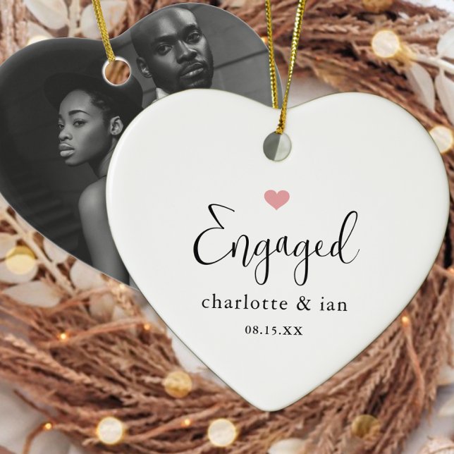 Engaged Couple Photo Keepsake  Ceramic Ornament (Creator Uploaded)