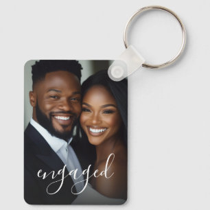 Engaged Couple Photo Keychain