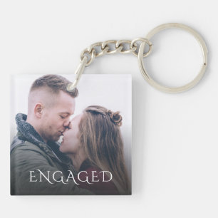 Engaged Couple Photo Keychain