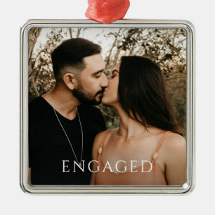 Engaged Couple Photo Metal Ornament