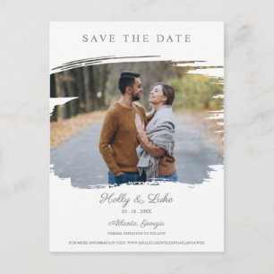 Engaged Couple & Simulated Brush for Save the Date Postcard