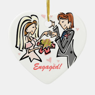 Engaged Customized Wedding Keepsake Ceramic Ornament