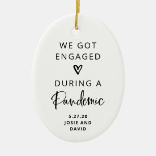 Engaged During a Pandemic   Photo Back Ceramic Ornament