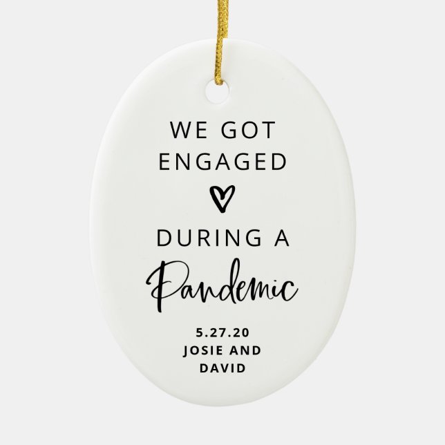 Engaged During a Pandemic | Photo Back Ceramic Ornament (Front)