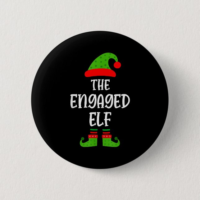 Engaged Elf Family Matching Christmas Engagement  2 Inch Round Button (Front)
