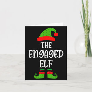 Engaged Elf Family Matching Christmas Engagement  Card