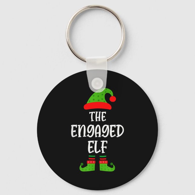 Engaged Elf Family Matching Christmas Engagement  Keychain (Front)
