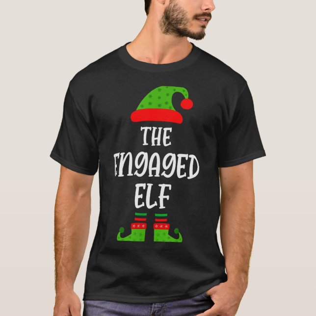 Engaged Elf Family Matching Christmas Engagement  T-Shirt (Front)