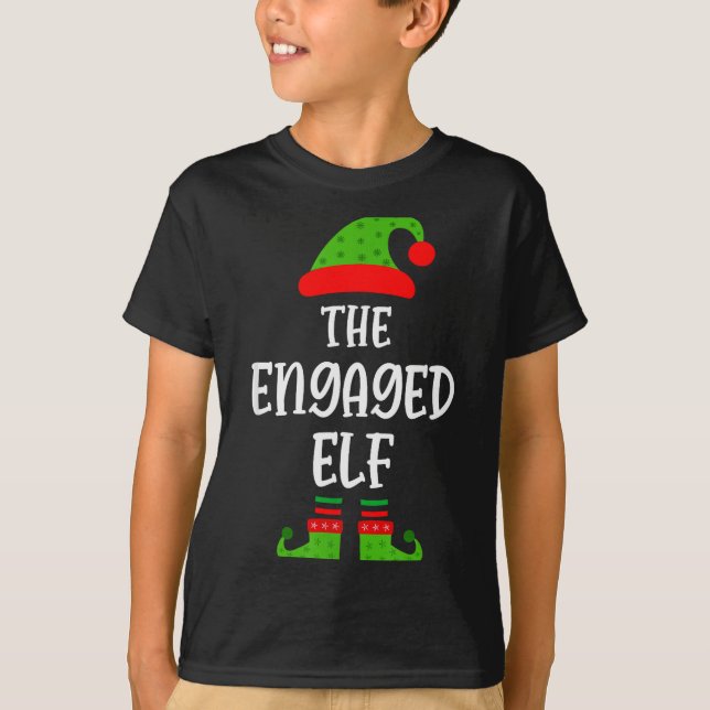 Engaged Elf Family Matching Christmas Engagement  T-Shirt (Front)