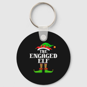 Engaged Elf Matching Family Group Christmas Party  Keychain