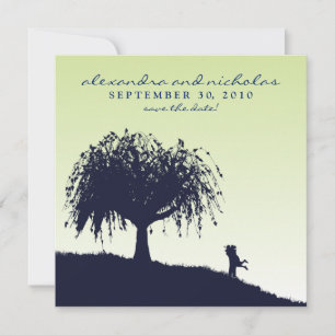 Engaged Embrace Save the Date Announcement: sage