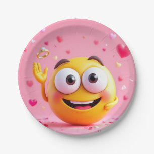 Engaged Emoji Paper Plate
