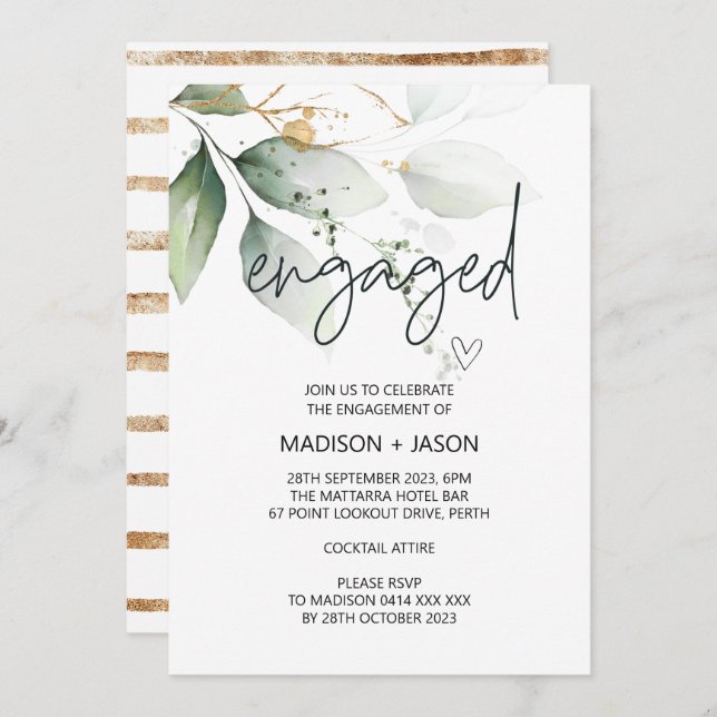 Engaged Engagement Party Getting Married Greenery Invitation (Front/Back)