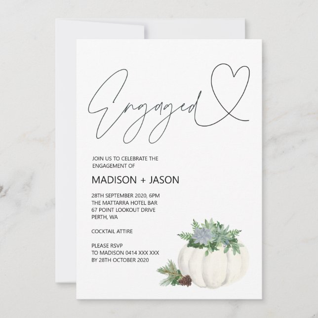 Engaged Fall Thanksgiving Engagement Party Invitation (Front)