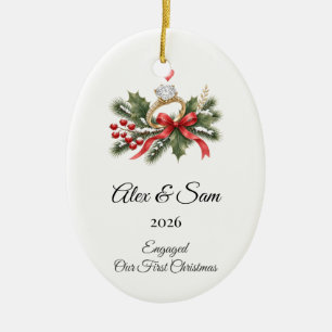 Engaged First Christmas Ornament Personalized