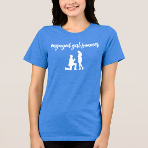 Engaged Girl Summer Cute Proposal Engagement Tri-Blend Shirt