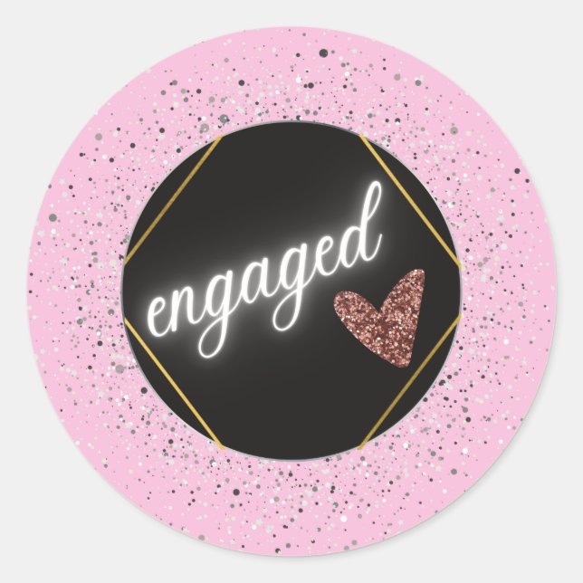 Engaged Glam Pastel Classic Round Sticker (Front)