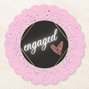 Engaged Glam Pastel Paper Coaster