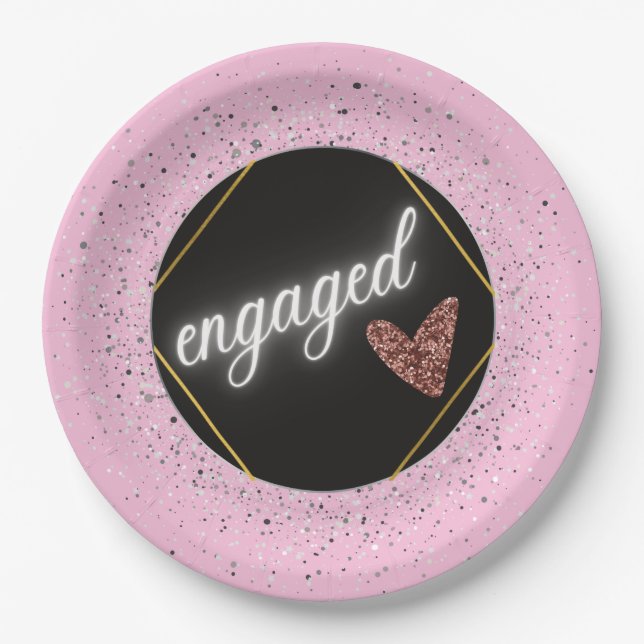 Engaged Glam Pastel Paper Plate (Front)
