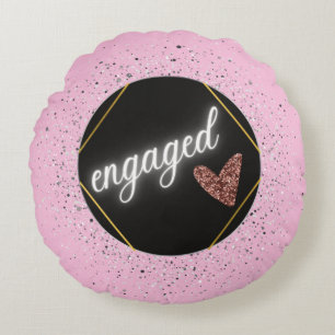 Engaged Glam Pastel Round Pillow