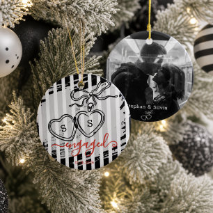 Engaged Heart Locket Custom Photo Ceramic Ornament