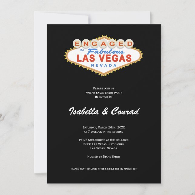 Engaged in Las Vegas Sign Engagement Party Invite (Front)