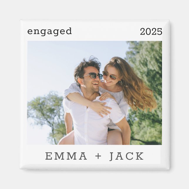 Engaged Modern Minimalist Photo First Chrismas Magnet (Front)