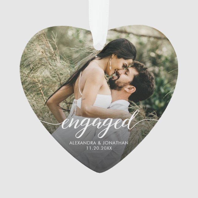 Engaged Modern script Personalized photo keepsake (devant)