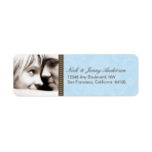 Engaged Photo Return Address Label (blue)