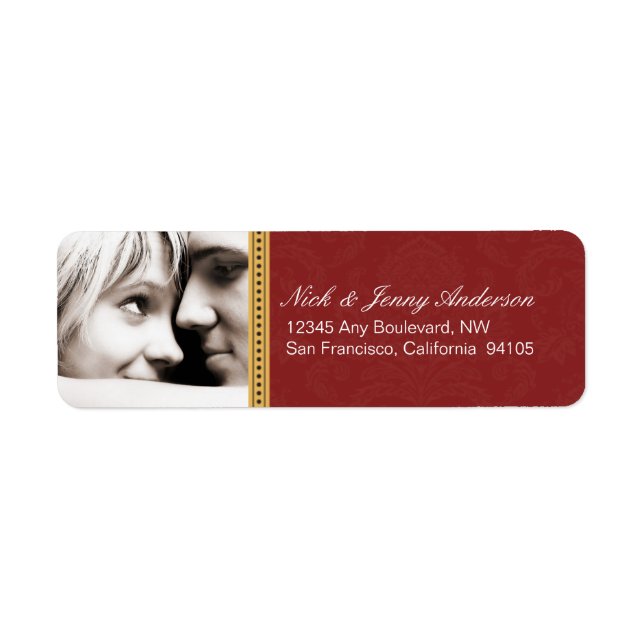 Engaged Photo Return Address Label (maroon) (Front)