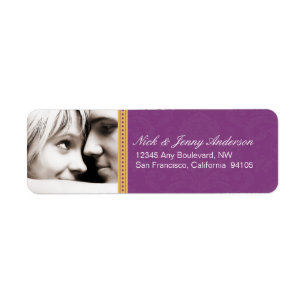 Engaged Photo Return Address Label (purple)