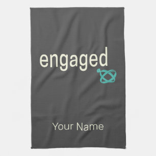 Engaged Rings Couples Bachelor Party or Wedding Kitchen Towel