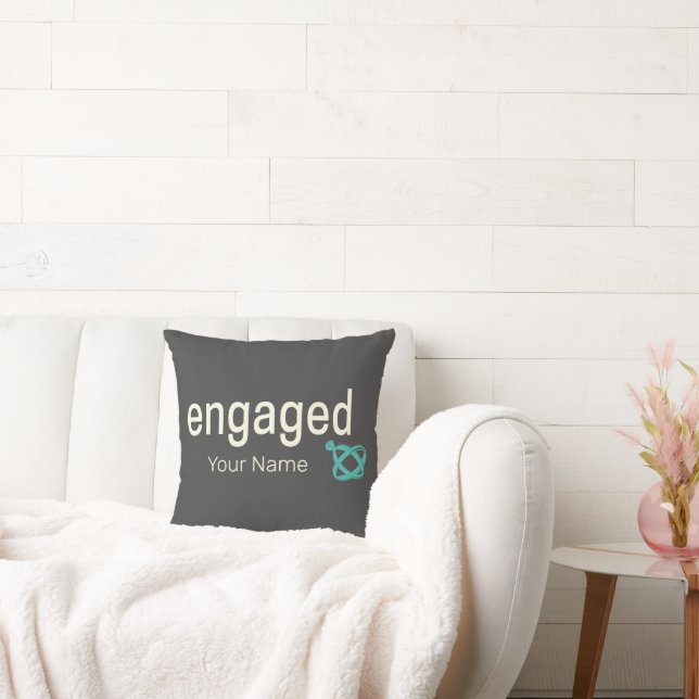 Engaged Rings Couples Bachelor Party or Wedding Throw Pillow (Couch)