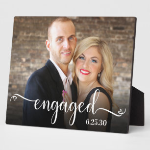 Engaged Script Custom Photo Plaque