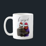 Engaged Script Personalized Couples Christmas Coffee Mug<br><div class="desc">Engaged,  personalized christmas mugs. This watercolor design has a trendy illustration of a couple wearing santa hats. "Engaged" is hand lettered in modern script and the template is ready for you to add your names and the year or other personalized text.</div>