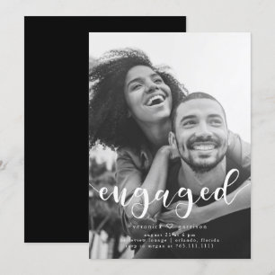 Engaged Simple Typography Engagement Party Photo Invitation