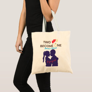 Engaged Two Hearts Become One Tote Bag