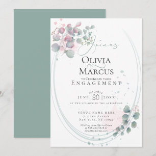 ENGAGEMENT   Airy Watercolor Eucalyptus Foliage Invitation