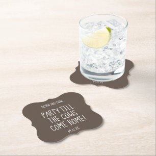 Engagement Anniversary Wedding Rustic Barn Coaster
