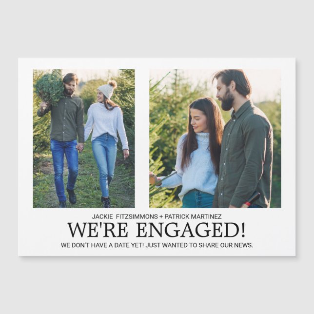 Engagement Announcement 2 Photo Magnetic Card (Front)