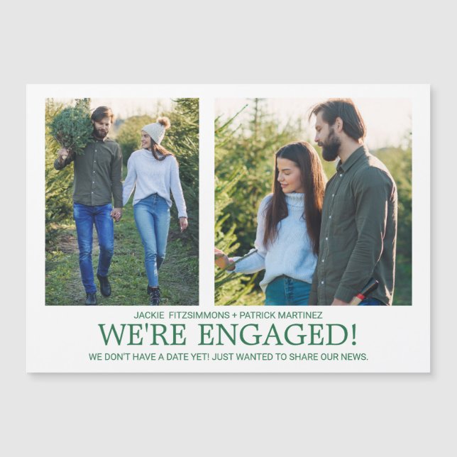Engagement Announcement 2 Photo Magnetic Card (Front)